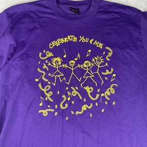 Celebrate You And Me Purple Shirt Men L Single Stitch Vintage Party T Shirt Love